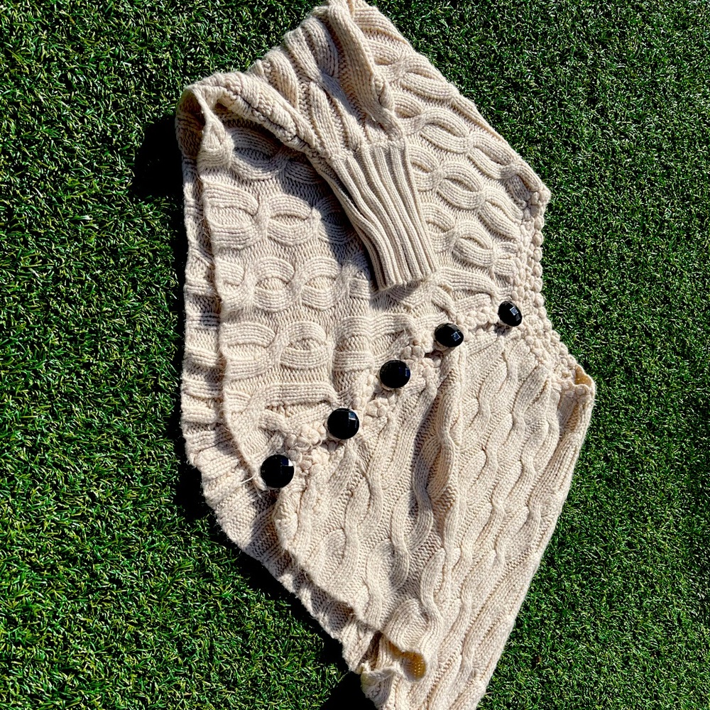 Woven shawl sleeve sweater